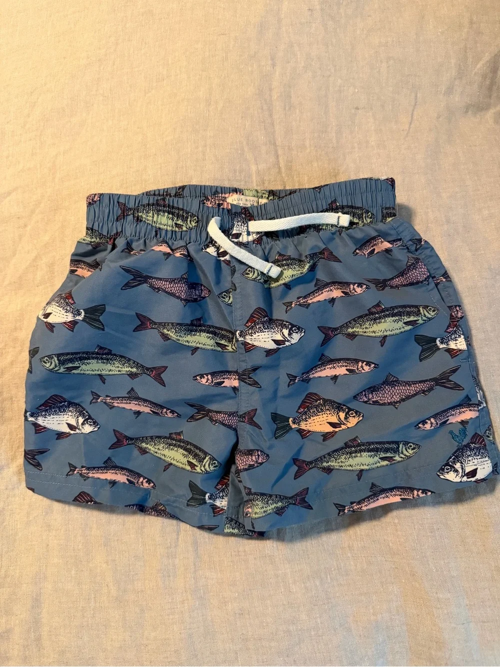 Pink Chicken BOYS SWIM TRUNK, BLUESTONE MULTI FISHIES, 5T